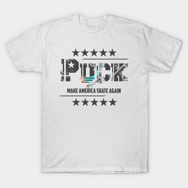 Puck: Make America Skate Again Funny Hockey Player T-Shirt by theperfectpresents